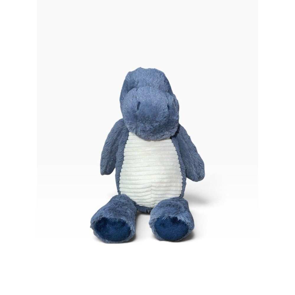 Carter's Just One You Dark Blue White Ribbed Dinosaur 11.5” Plush Stuffed Animal